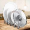Kitchen Utensil Organizer Stainless Steel Pot Lid Plate Holder Rack Expandable 4 Sectional Adjustable with Sucker Hooks