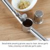 304 Stainless Steel Garlic Press Lengthened Garlic Squeezer Garlic Peeler Garlic Clamp Garlic Masher Household - Size: 186 x 70 x 50mm