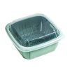 2 in 1 Collapsible Kitchen Colander Fruit Vegetable Strainer Set Washing Basket Food Preservation Box - Green