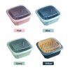 2 in 1 Collapsible Kitchen Colander Fruit Vegetable Strainer Set Washing Basket Food Preservation Box - Green