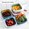 2 in 1 Collapsible Kitchen Colander Fruit Vegetable Strainer Set Washing Basket Food Preservation Box - Green