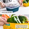 2 in 1 Collapsible Kitchen Colander Fruit Vegetable Strainer Set Washing Basket Food Preservation Box - Green