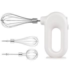 Electric Egg Beater Wireless Handheld Mixer Food Beater Whisk with 4 Speed for Baking Cake Egg Cream Upright Mixer(without FDA Certificate) - White