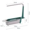 Retractable Sponge Sink Holder for Kitchen Drain Rack Dish Rags Brush Soap Scrubber Counter Organizer with Towel Dish Cloth Hanger - Green