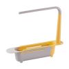 Retractable Sponge Sink Holder for Kitchen Drain Rack Dish Rags Brush Soap Scrubber Counter Organizer with Towel Dish Cloth Hanger - Yellow