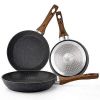 Frying Pan Set 3-Piece Nonstick Saucepan Woks Cookware Set,Heat-Resistant