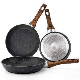 Frying Pan Set 3-Piece Nonstick Saucepan Woks Cookware Set,Heat-Resistant