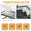 Dish Drying Rack for Kitchen Counter; 2 Tier with Drain Set Cup Holder Utensil Holder Stainless Steel Black