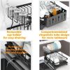 Dish Drying Rack for Kitchen Counter; 2 Tier with Drain Set Cup Holder Utensil Holder Stainless Steel Black