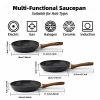 Frying Pan Set 3-Piece Nonstick Saucepan Woks Cookware Set,Heat-Resistant