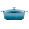 Megachef 7 Quarts Oval Enameled Cast Iron Casserole In Blue