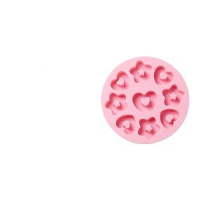 Silicone 9-piece Love Donut Mold (Color: pink)