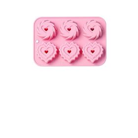 6-piece Love Spiral Cake Mold Donut (Color: pink)